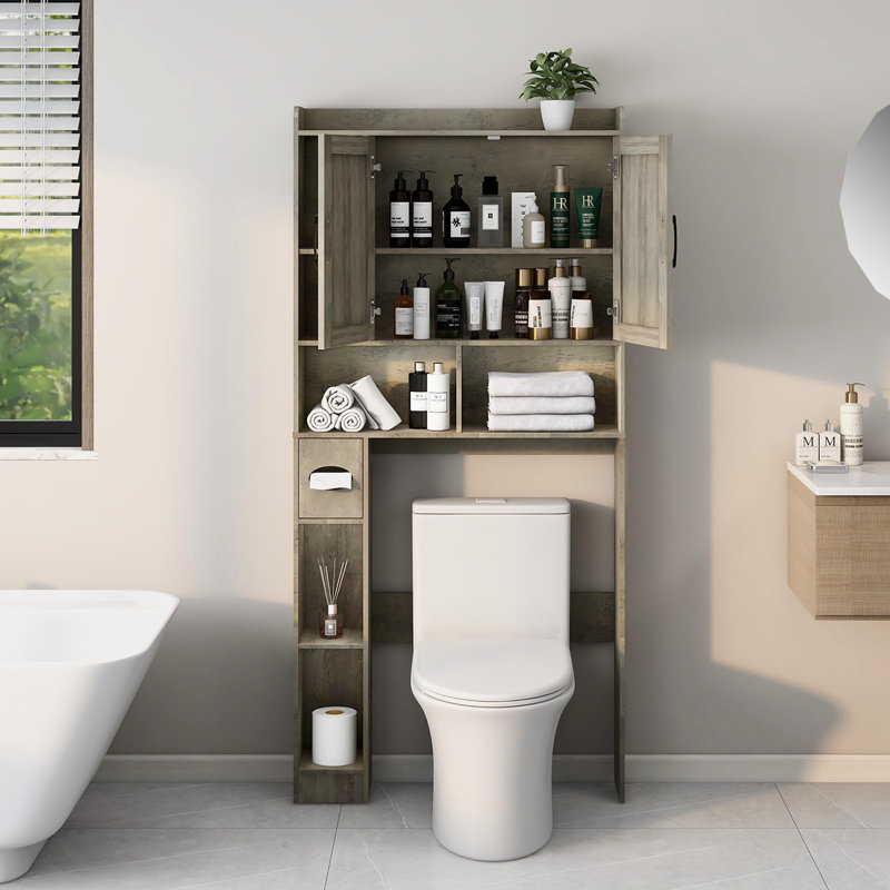 Farmhouse Storage Cabinet Over Toilet with 2 Barn Door Gracie Oaks Finish White